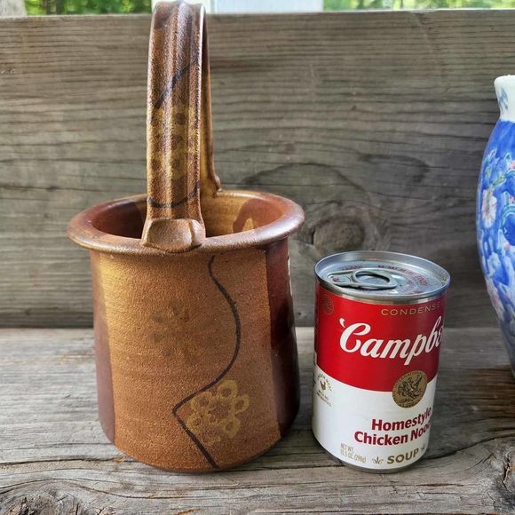 VINTAGE Wishon Harrell Pottery Vase Carrying Handle Rustic Primitive SIGNED - Picture 4 of 8